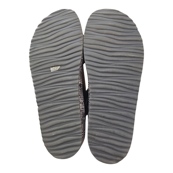 Aetrex Bethany Comfort Sandals Adjustable Straps 10 Navy Snake Leather Cork - Picture 7 of 8